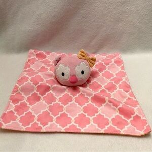 Boppy Pink Owl Orange Bow Satin White Scroll Square Security Blanket Baby Lovey